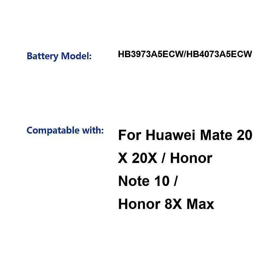بطارية الهاتف المحمول 5000Mah لهواوي ميت 20 X 20X Honor Note 10، 8X Max HB3973A5ECW HB4073A5ECW