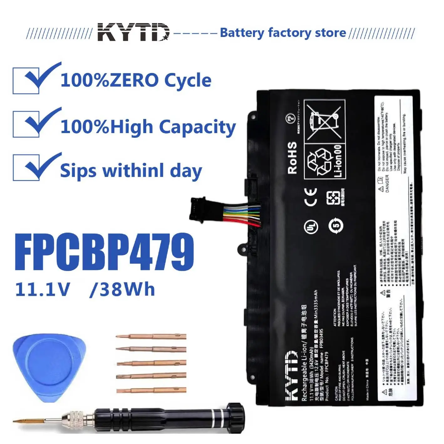 

KYTD FPCBP479 battery 11.1V 38Wh compatiable with for laptop battery
