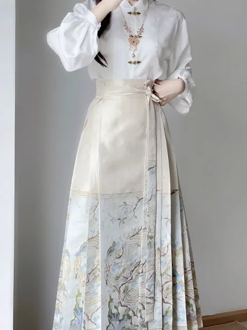 Ma Mian skirt new improved Ming style Chinese style Hanfu autumn and winter can be worn for work, daily women's new Chinese styl