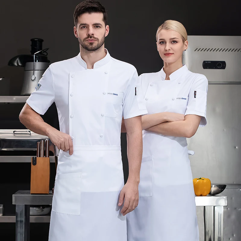 Ropa de Chef de Hotel, mono de manga corta para Catering, restaurante occidental, chaqueta de cocina, camisa de cocina de verano