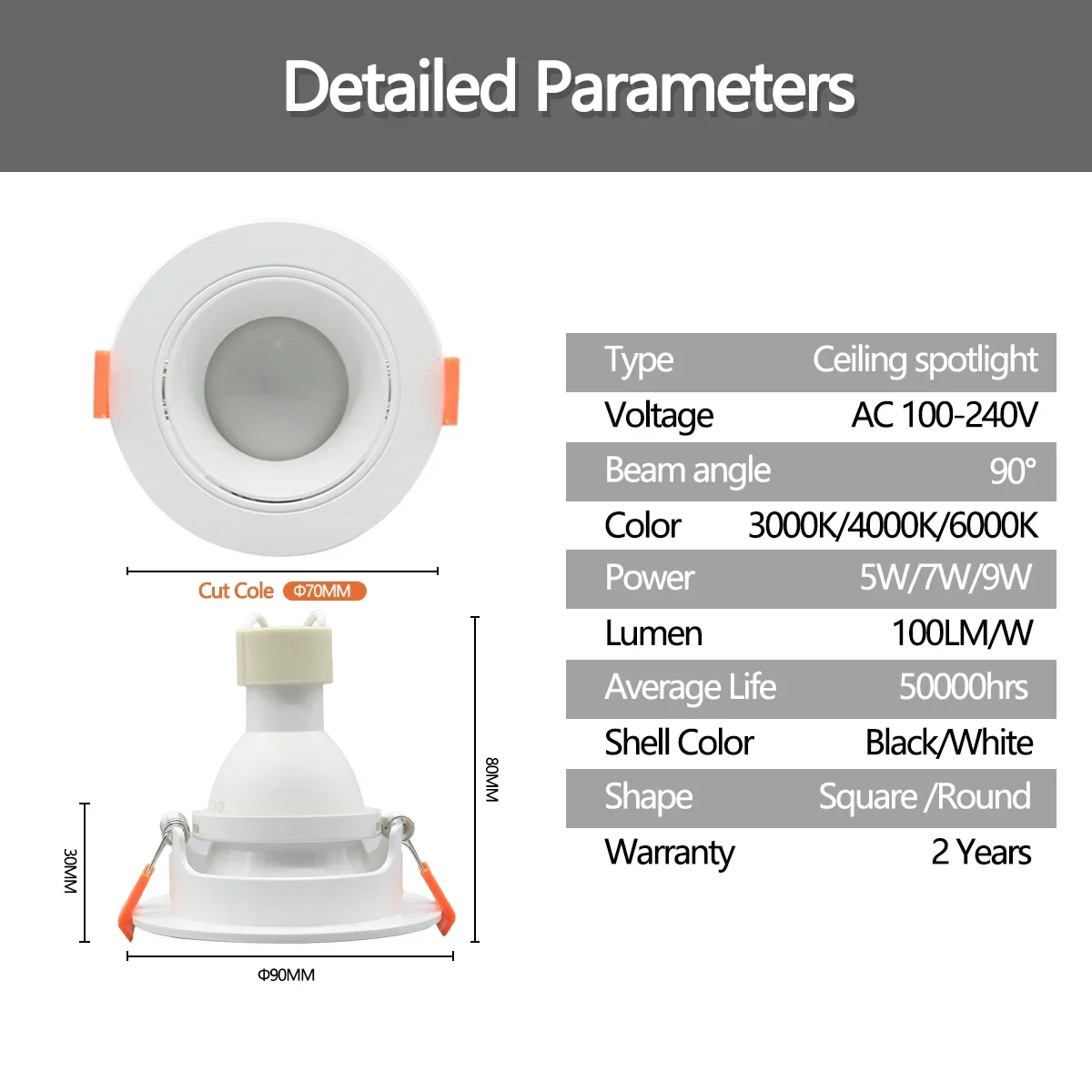 Imagem -02 - Teto Spotlight Grupo Energy Saving Downlight Led Ângulo Rotating Iluminação Interior Quarto e Hallway Iluminação 8w Gu10 Base Ac120v Ajustável