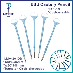 LMA-2010B 5pcs disposable esu cautery pencil Electrocoagulator Ion Electrocautery Accessories Surgical tools 130*2.36mm，W20*H10