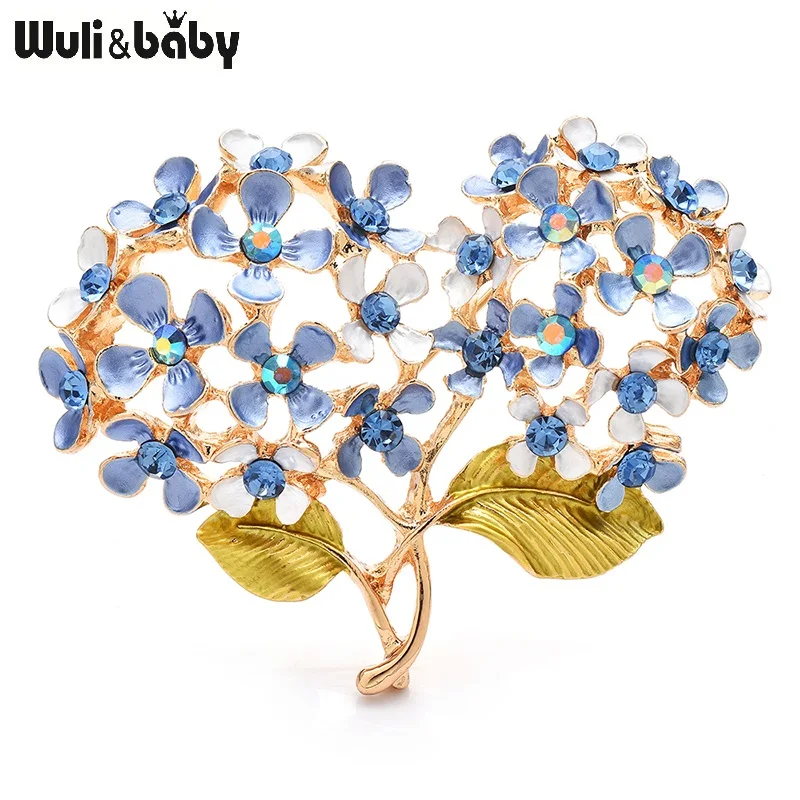 Wuli&baby Beautiful Hydrangea Flowers Brooches For Women Unisex 2-color Enamel Dandelion Plants Office Party Brooch Pins Gifts