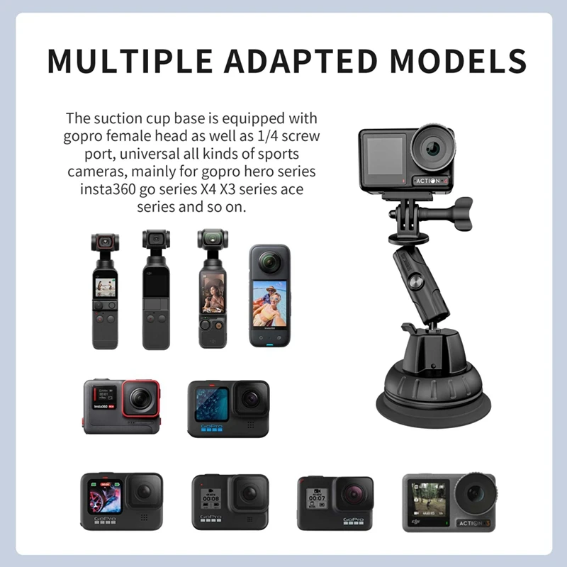 Soporte de ventosa de adsorción al vacío para coche, Base de soporte estable para Gopro Pocket 3 Insta360, soporte de cabeza de bola para Cámara de Acción