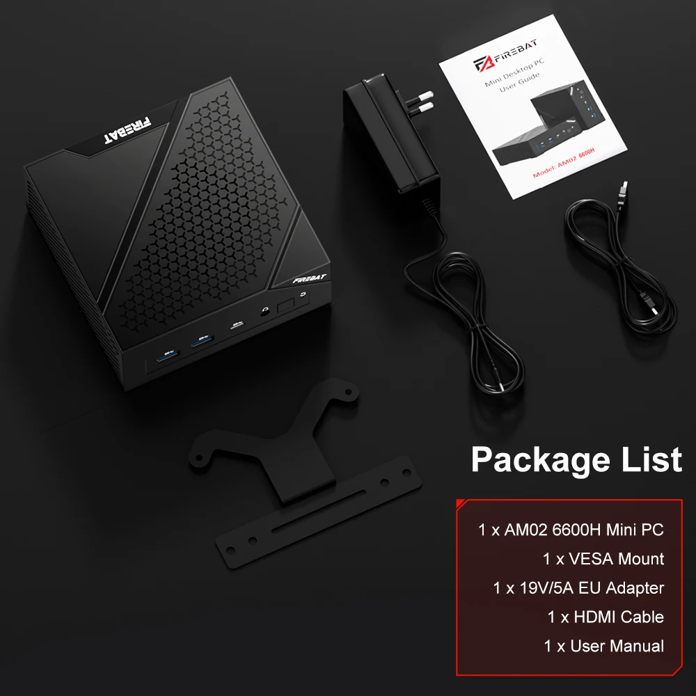 FIREBAT AM033 MINI-PC AMD Ryzen 5 6600H DDR5 16GB RAM 512GB 1TB SSD WIFI6 BT5.2 كمبيوتر محمول لسطح المكتب MINI-PC للألعاب 4K @ 60hz #6