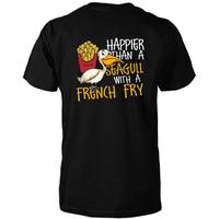 Happier Thn  Segull with  French Fry T-Shirt Unisex T-shirts for Men Women Summer Tees Cotton Luxury brnd vintge oversized