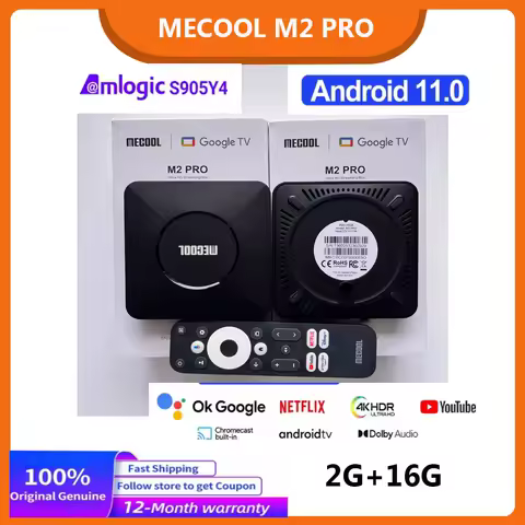 2025 MECOOL M2 Pro TV Box Android Google TV 11 With Netflix Certification 2+16G 4K S905Y4 2T2R WIFI5 2.4G/5G 100M Media Player
