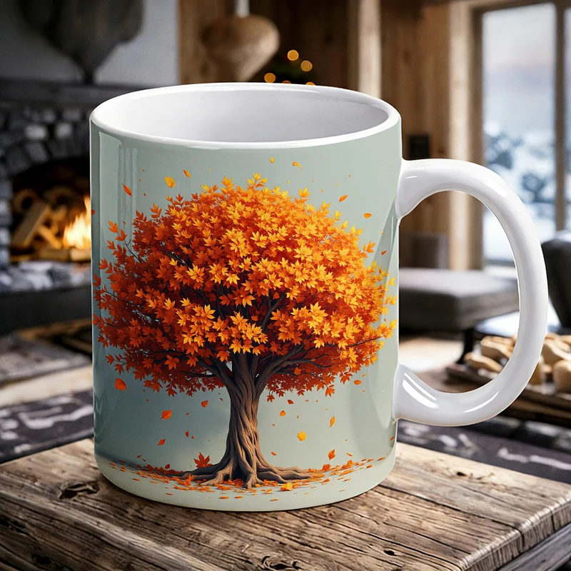 

Creative maple leaf ceramic cup with handle, high-quality coffee cup, insulated milk cup, office water cup, fade-resistant