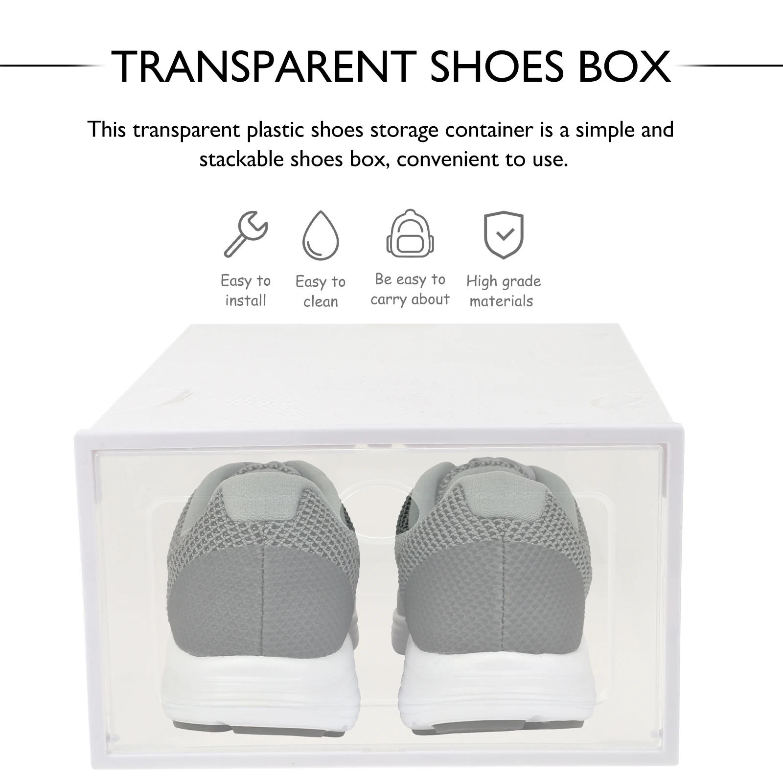 

Shoes Storage Box Container Organizer Transparent Holder Beige Containers Boxes