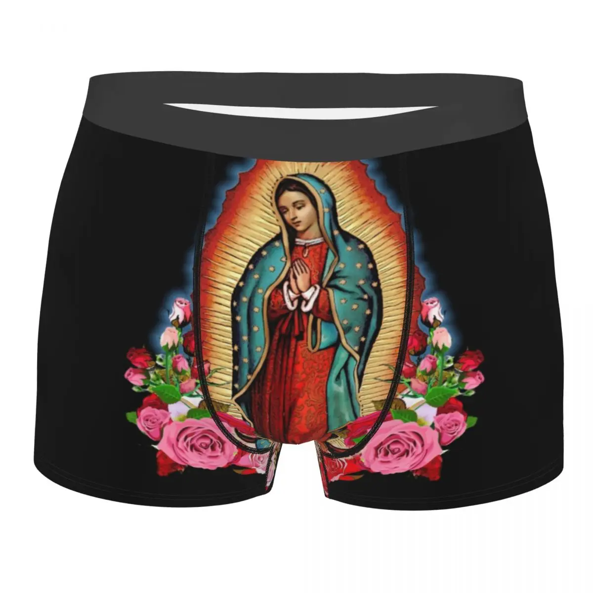 Novelty Boxer Our Lady Of Guadalupe Shorts Panties Briefs Men's Underwear Virgin Mary Mid Waist Underpants for Homme Plus Size