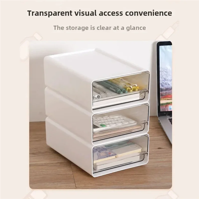 

A26F-Desktop Storage Box Transparent Drawer Type Office File Storage Box Study Bedroom Stack Combination Portable Storage Box