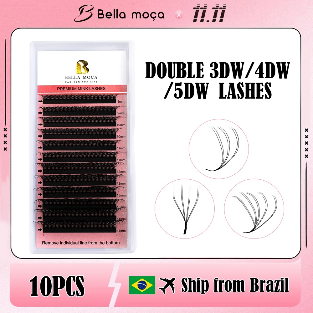 10PCS 6/8DW Lashes 8D W Eyelashes Extension MIX 8-14MM Double 3/4D W Fake Eyelashes Fan for Cilia Free Shipping from Brazil