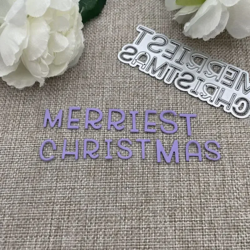 

Merriest Christmas Words Metal Cutting Dies Stencils For DIY Scrapbooking Decorative Handcraft Die Cutting Template Mold
