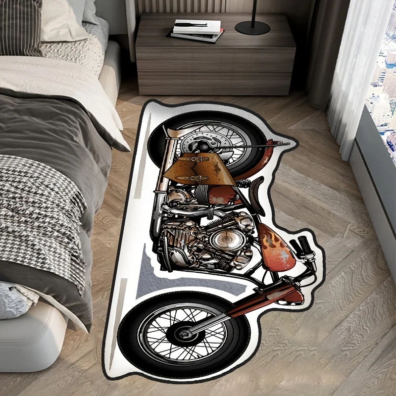 Cartoon Fashion Trend Motorcycle Bedside Carpet Living Room Bedroom Carpet Floor Mat Personality Shaped Bedroom Chrismas Gift