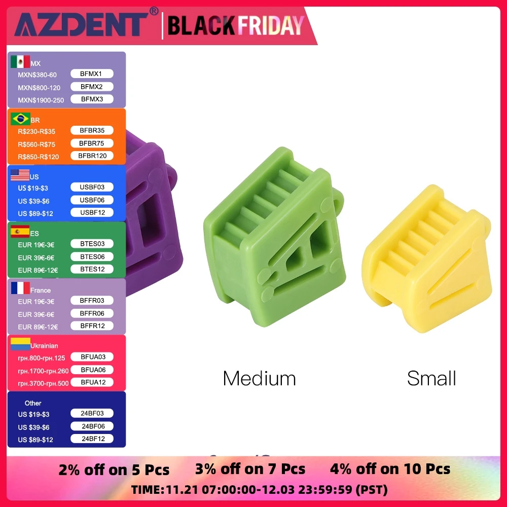 AZDENT 3 Sizes Dental Occlusal Pad Rubber Bite Opener Blocks Mouth Prop Large Medium Small Orthodontic Supplies Dentistry Tools