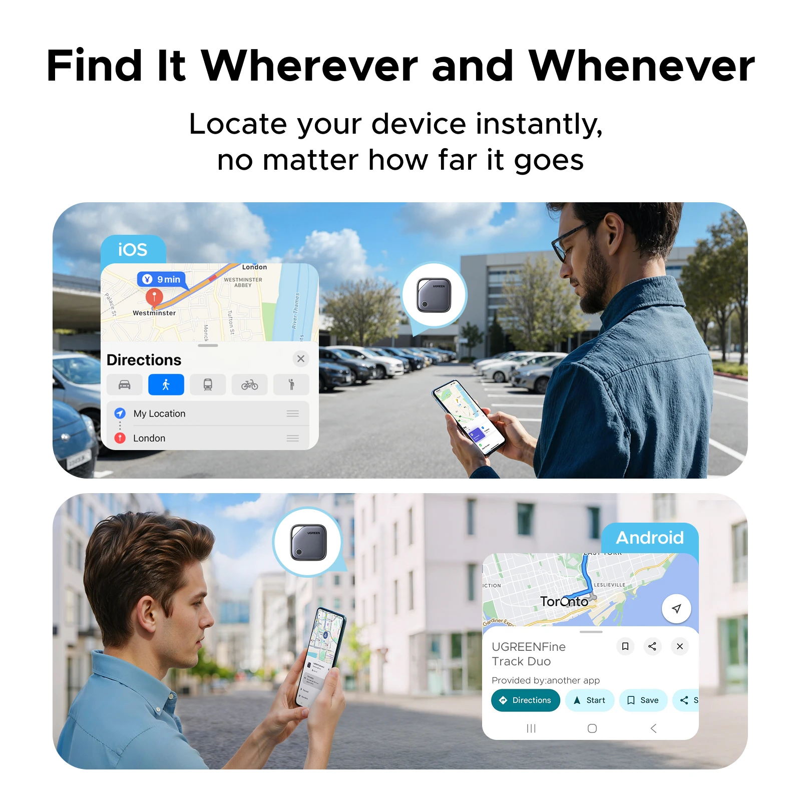 UGREEN Smart Bluetooth Tracker Card for iOS and Android 5