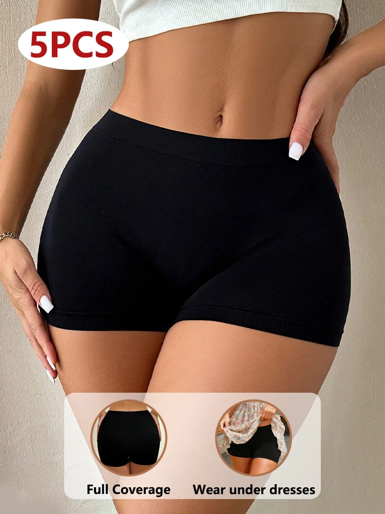 5 TEILE/SATZ frauen Baumwolle Nahtlose Boyshorts Unterhosen Low-Taille Sexy Komfortable Sicherheit Shorts Damen Einfarbig Weiche Dessous