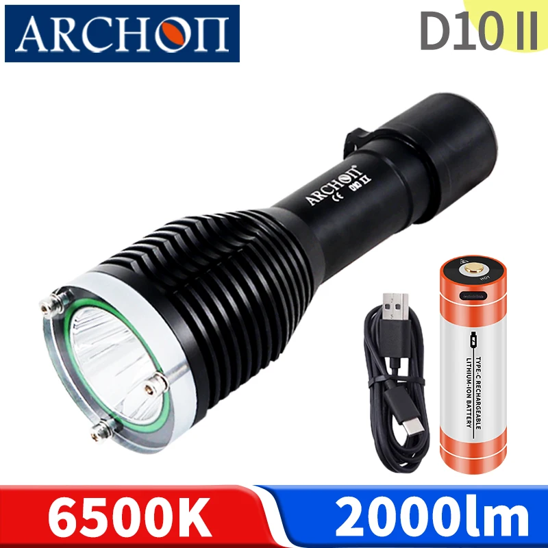 

D10 II 2000lm diving light 6500K diving flashlight max 8h strobe runtime dive torch Underwater 100m dive fishing seafood lights