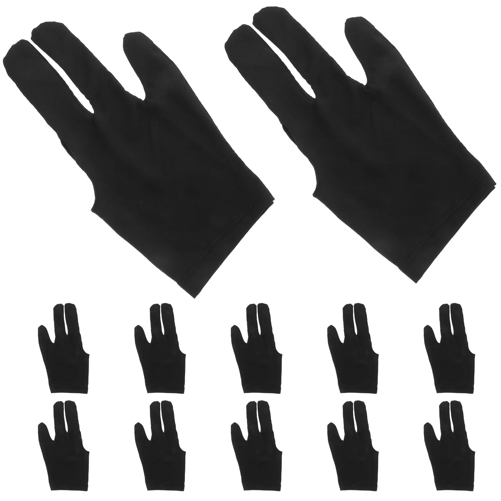 12 Pcs The Mitten Three Finger Accessory Gloves Billiard Cue Snooker 3 Billiards Black Child