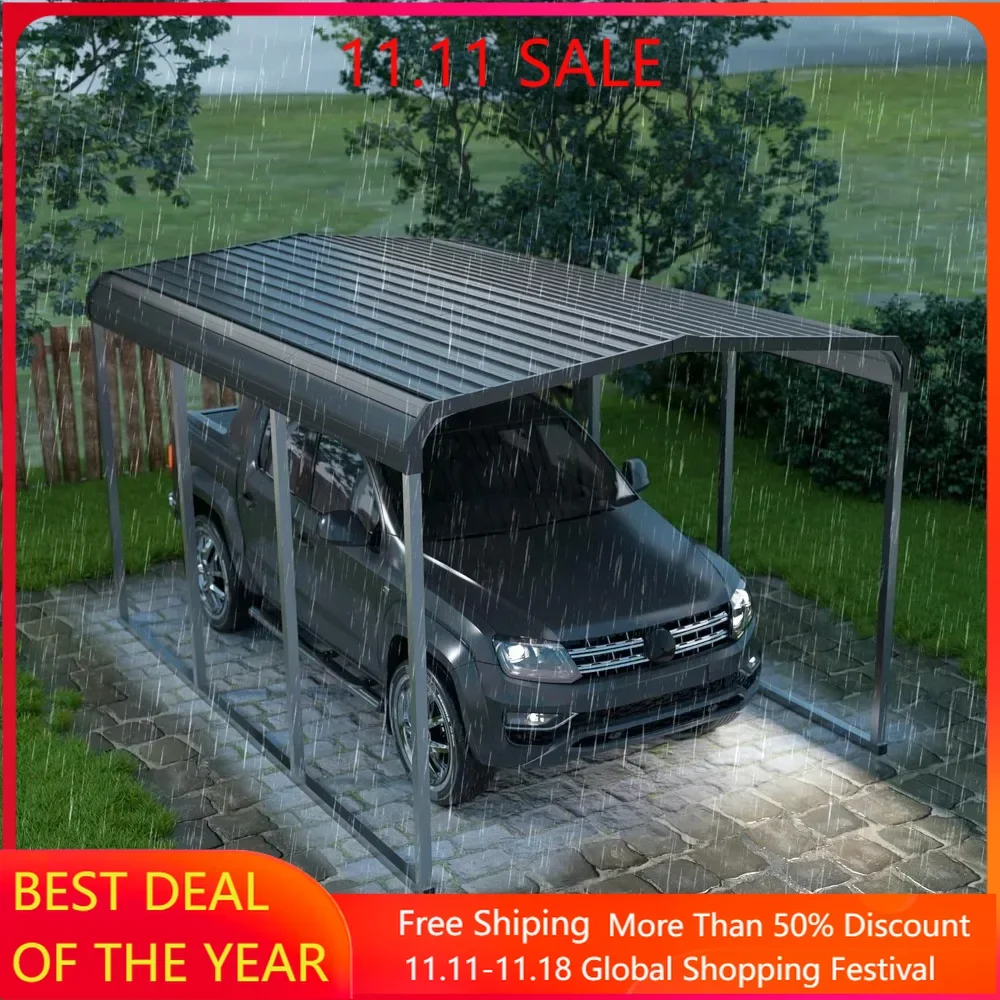 Metal Carport 10 x 15 FT, Galvanized Steel Roof and All-Metal Frame, Car Ports Kits for Outdoor, Garage Car Shelter Shade