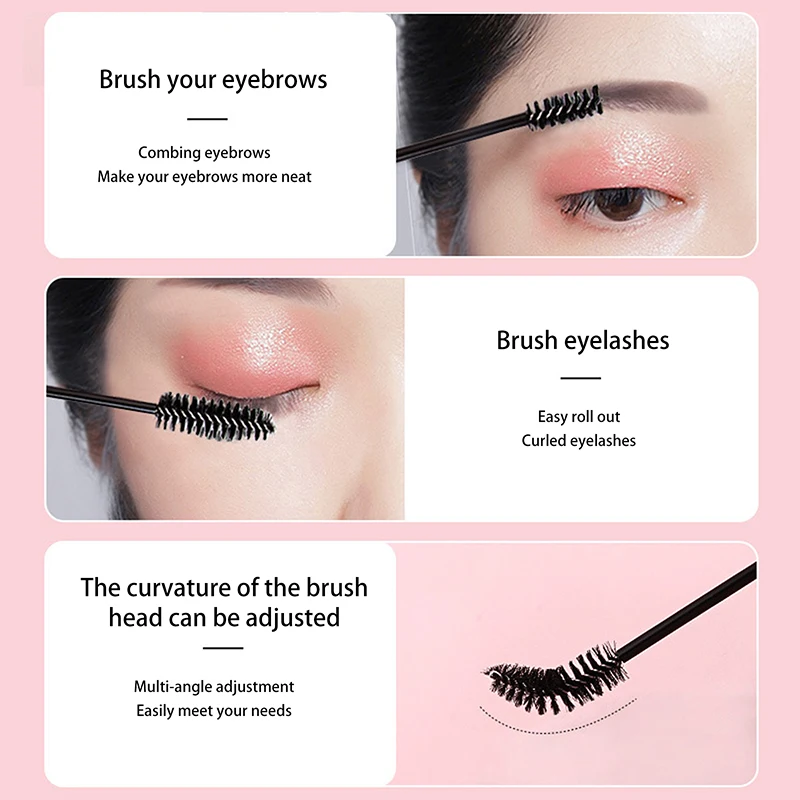 Aplicador de varita para rímel, herramientas de extensión de pestañas, cepillos de maquillaje de doble punta, cepillo de pestañas desechable, mango de plástico