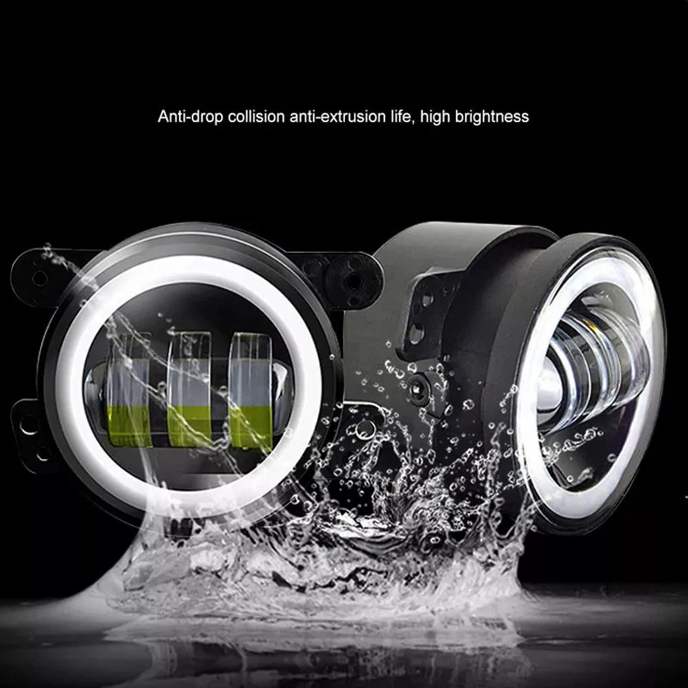 4 Inch Round Lights Angel Driving Lamp Driving In Fog 50000 Hours Lifespan Easy Installation Enhanced Visibility For Motorcycle