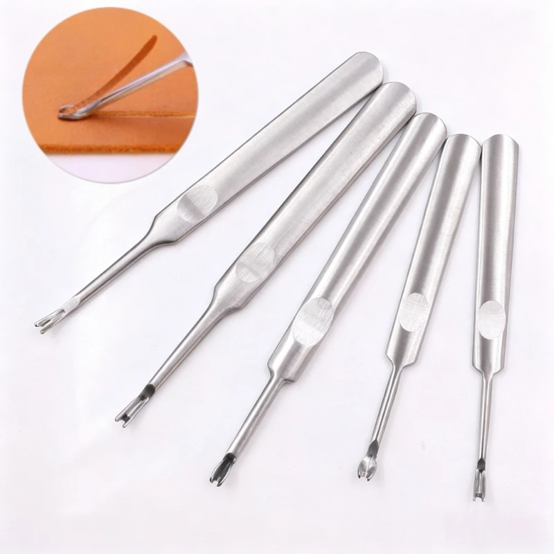 Premium Stainless Steel Leather Crafting Slot Tool Set - Groover, V & U Shape Gouge, Edge Skiving Knife, DIY Leather Punch Tools