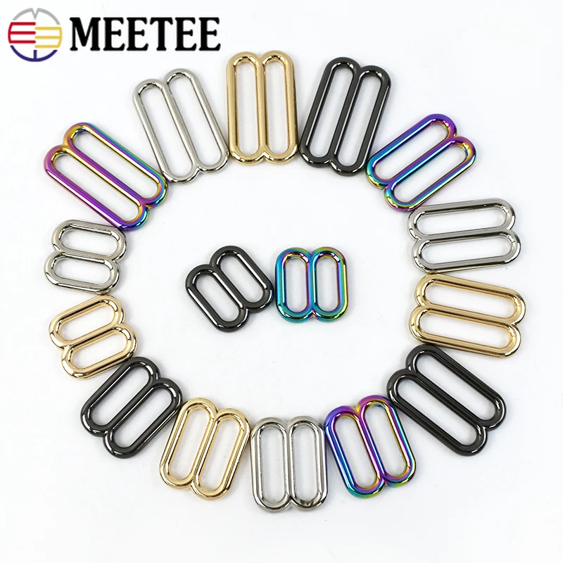 5/10Pcs 20/25/32/38mm Metal Buckles for Bag Strap Tri-Glide Sliders Clasp Webbing Belt Bra Ring Hooks DIY Hardware Accessories