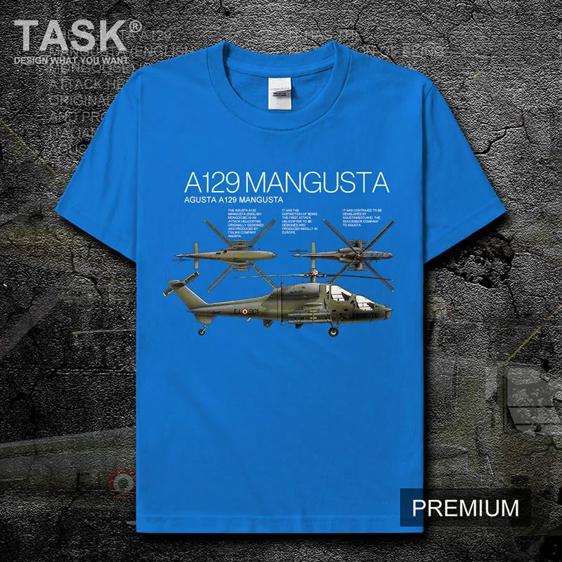 Italian A129 Mongoose Armed Helicopter T-Shirt Cotton O-Neck Short Sleeve Men's T Shirt New Size S-3XL