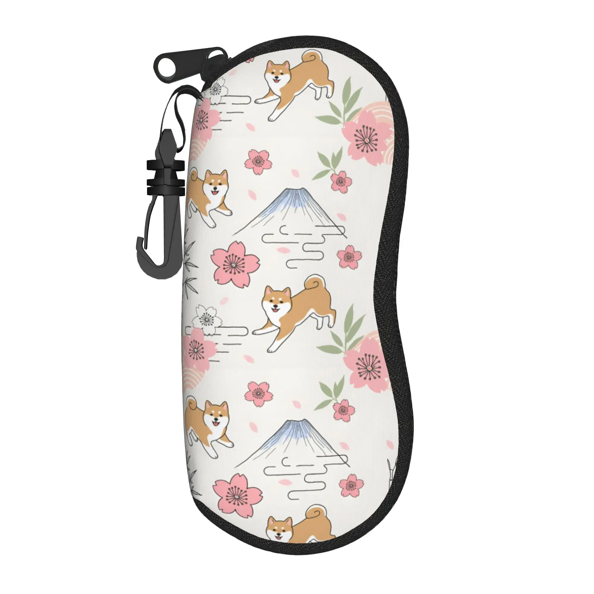 Cute Shiba Inu cartoon dog Glasses Case Gift For Women Men  Zipper  Reading Storage Box Charming Eye Contacts Case
