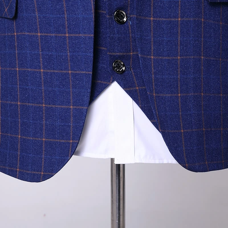 Traje de negocios a cuadros de 3 colores de alta calidad (traje + chaleco + pantalones), conjunto informal atractivo de tres piezas a la moda para hombre, M-5XL 2024