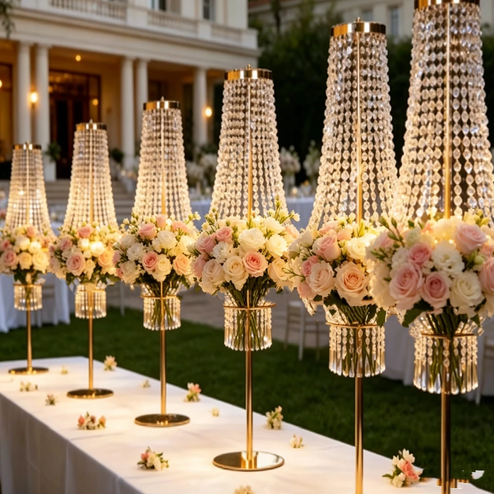 80 to 130cm)4 to 10pcsWholesale Event lamp Shades Candlestick  Candles holder Tall Crystal Candelabra Wedding Table Decor