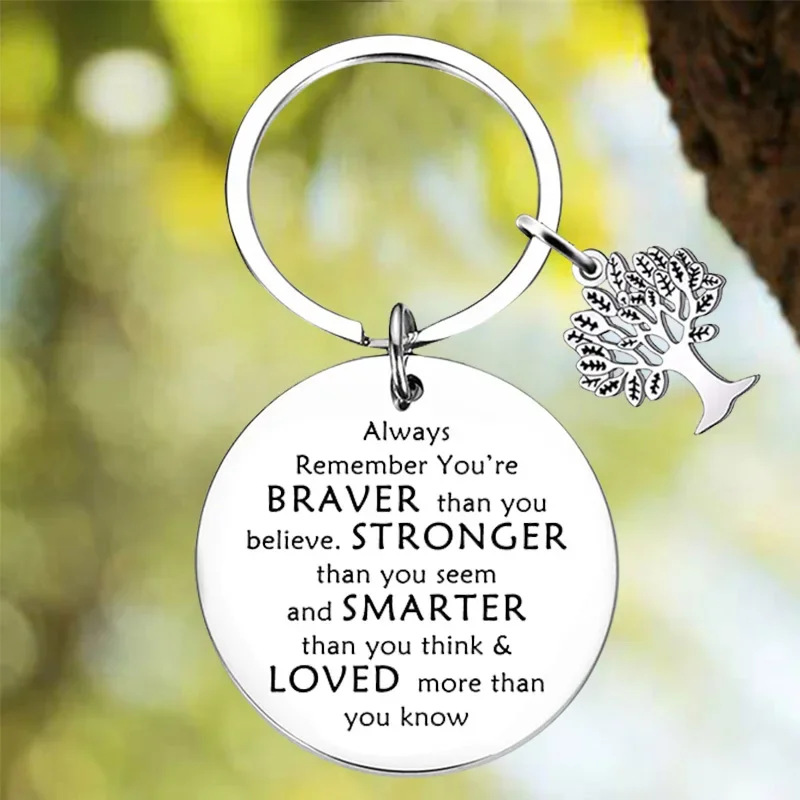 New Son Daughter School Gifts Keychain Pendant Always Remember You Are Braver Key Chains Inspirational Gifts