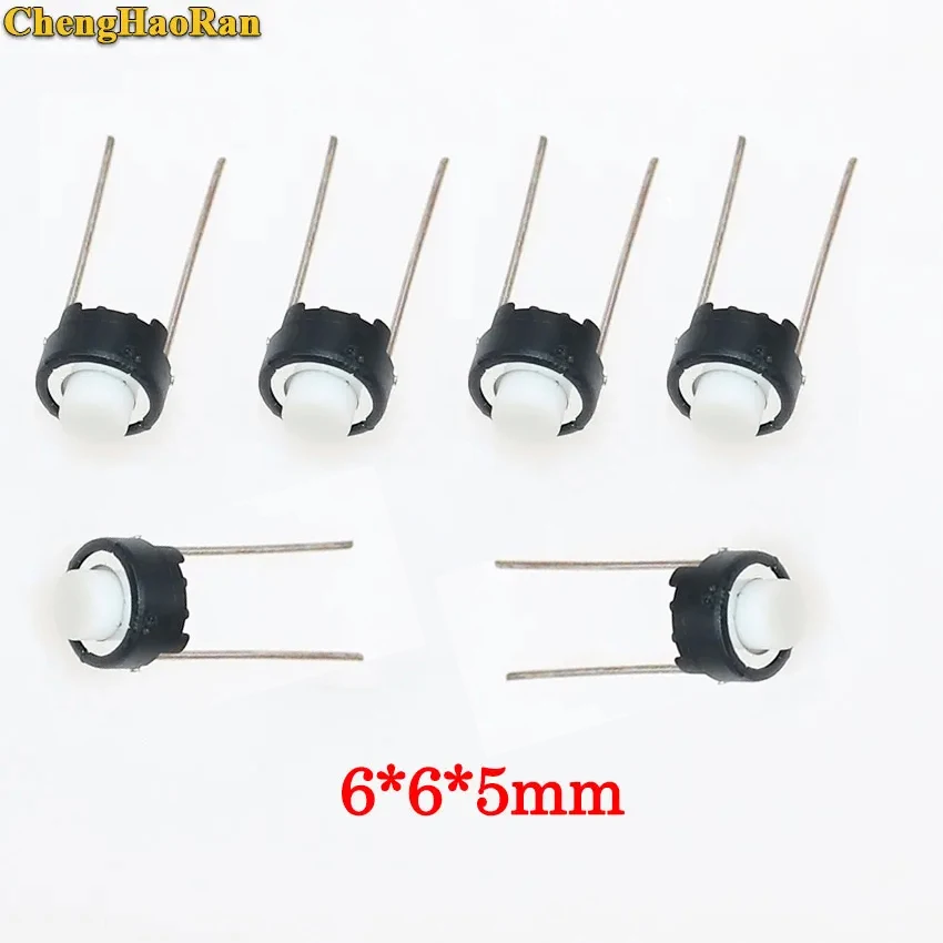 ChengHaoRan 20-100pcs Touch switch button 6*6*5mm DIP 6X6X5 mm Tactile Tact Push Button Micro Switch Momentary for A-L-P-S white