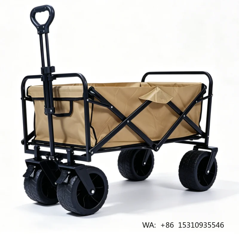 Foldable Basic Integrated Camping Trolley YXW-001 with Long Pullable Hand Grip and 7-Inch 600D Oxford Fabric Cargo Case