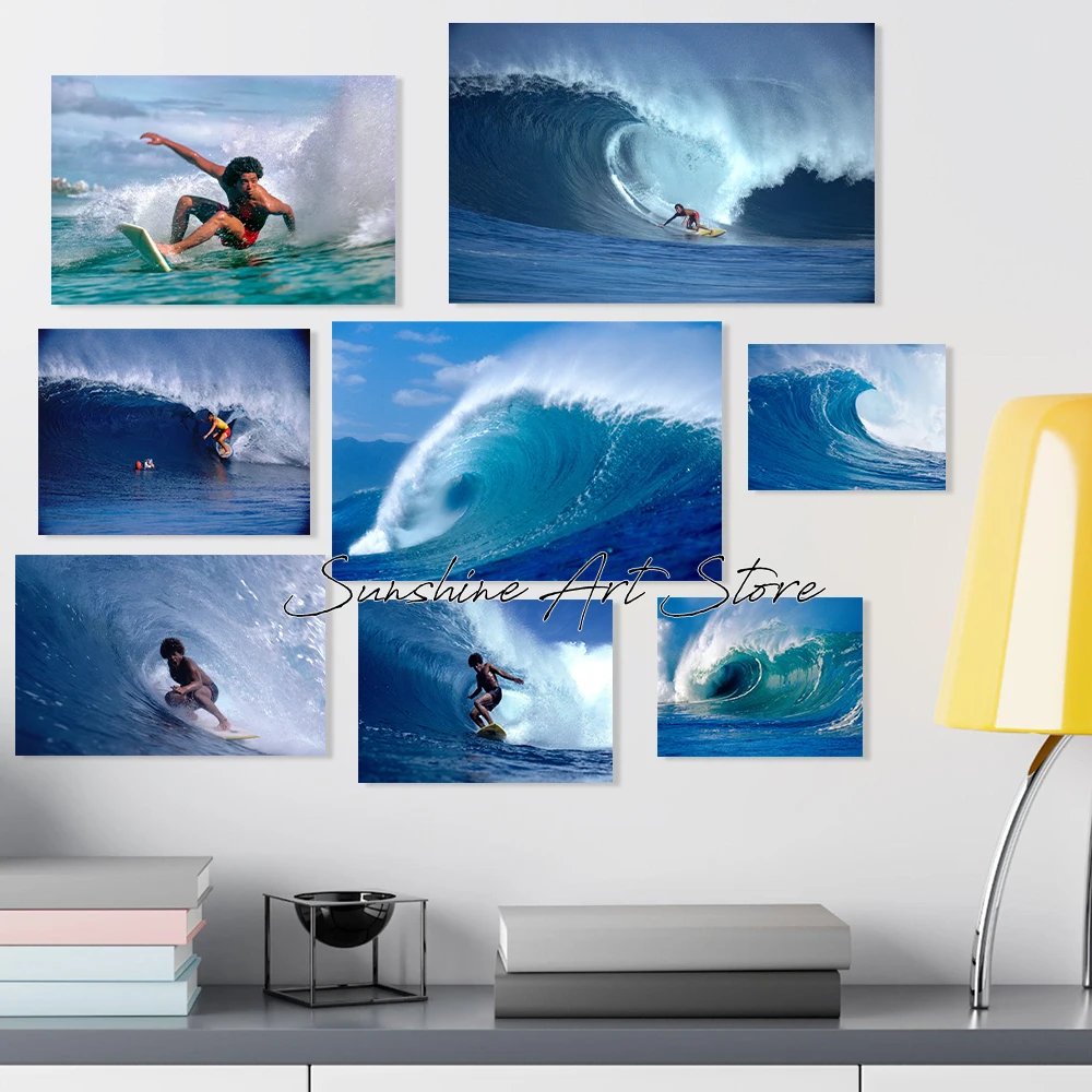 Hawaii Wave Ocean Vintage Surf Print Hawaii Surfers Beach Topical Photograph Art Poster Canvas Painting Wall Pictures Home Deocr