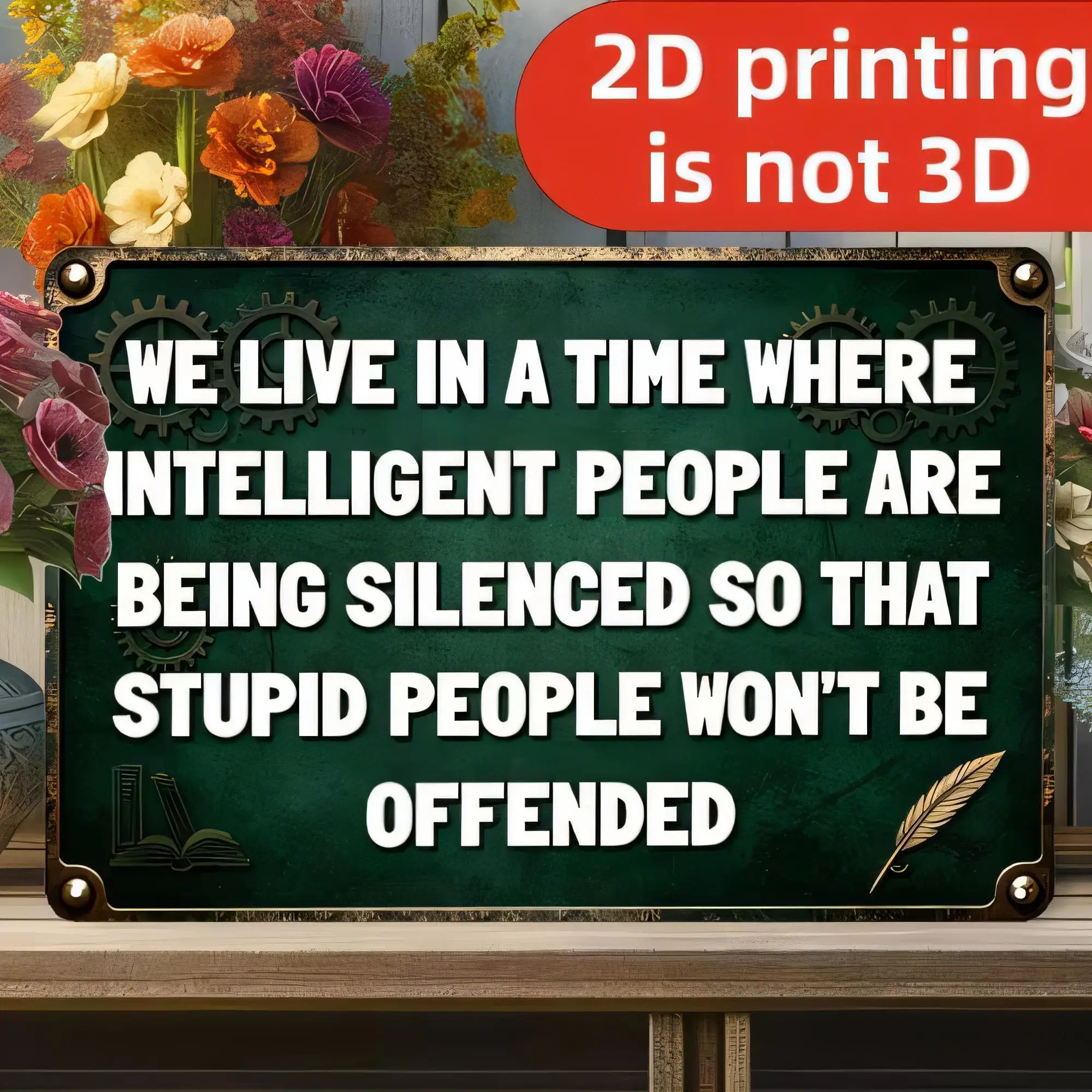 Tin Sign, We Live In A Time Where Intelligent People Are Being Silenced, Funny Quote Wall Decor, Vintage Metal Tin Plaque for Ho