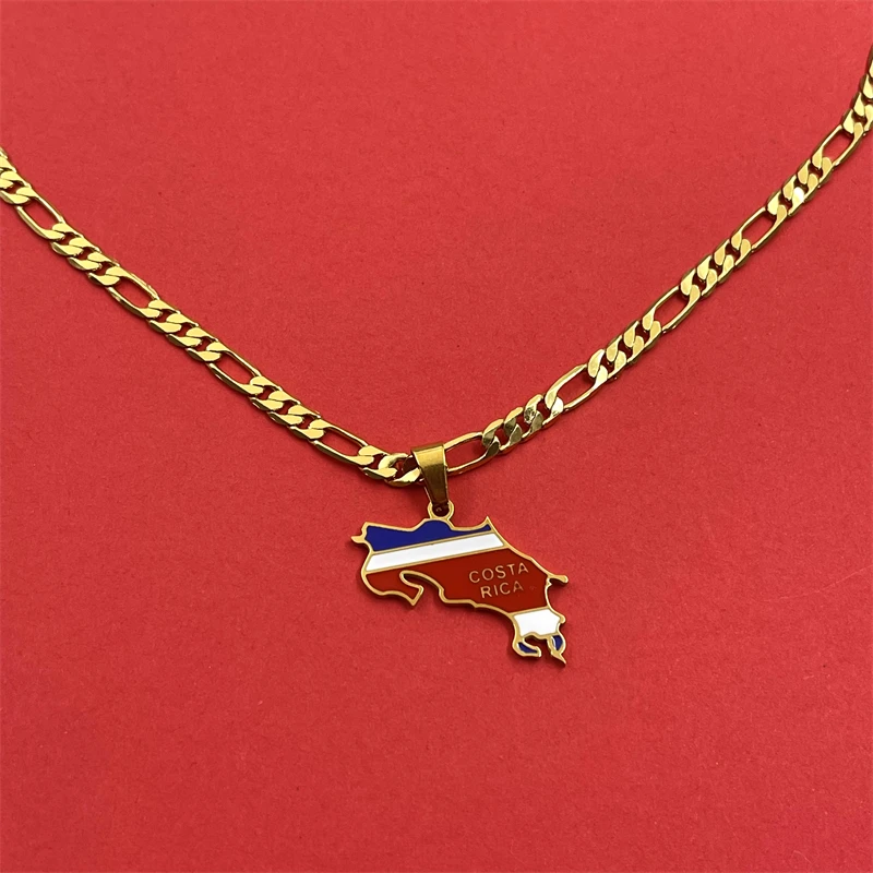 Costa Rica Costa Rica map flag logo collarbone chain niche commemorative item Luo necklace