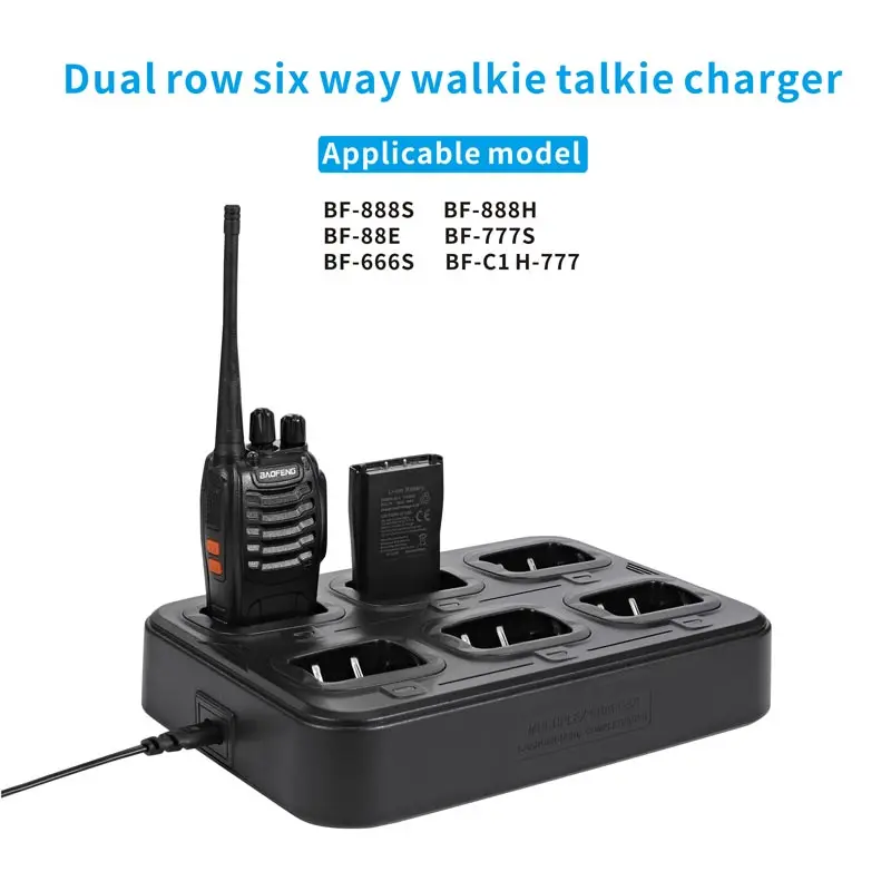 BF-888S walkie-talkie Battery Six-Way Charger two way radio stand charger Desktop For baofeng BF-888S BF-88E BF-777S BF-666S