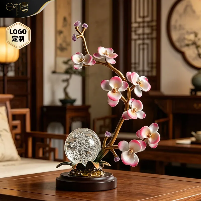 High-end New Chinese Style Phalaenopsis Ornament for Living Room Entrance TV Cabinet Wine Cabinet Decoration Housewarming