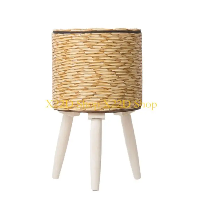 X22D Elegant Faux Wicker Flower Holder Rack Triangular For Home Gardening