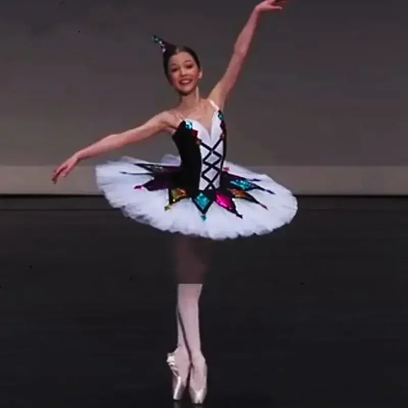 Tutu de Ballet professionnel pour enfants et filles, Tutu de crêpes Harlequinade pour adultes, Costumes de Ballet classiques multicolores, robe de ballerine