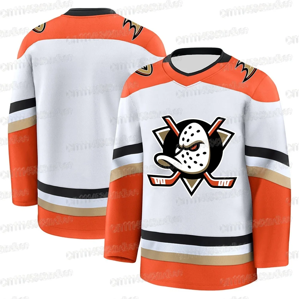 Hockey-T-Shirt-Orange mit schwarz-weißen und beigen Details, atmungsaktives und schnelltrocknendes Sport-T-Shirt, 3D-HD-Druck, Familien-Partnerlook – Detail 6