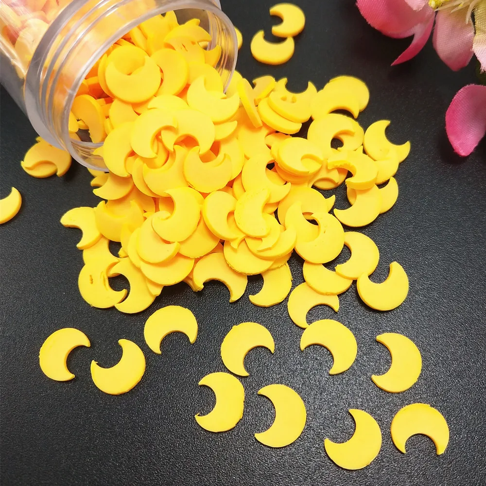 50g/lot Yellow/Pink Moon Polymer Clays for DIY Crafts Plastic Klei Mud Particles Slices For Slime Filler/ Nail Art Accessories