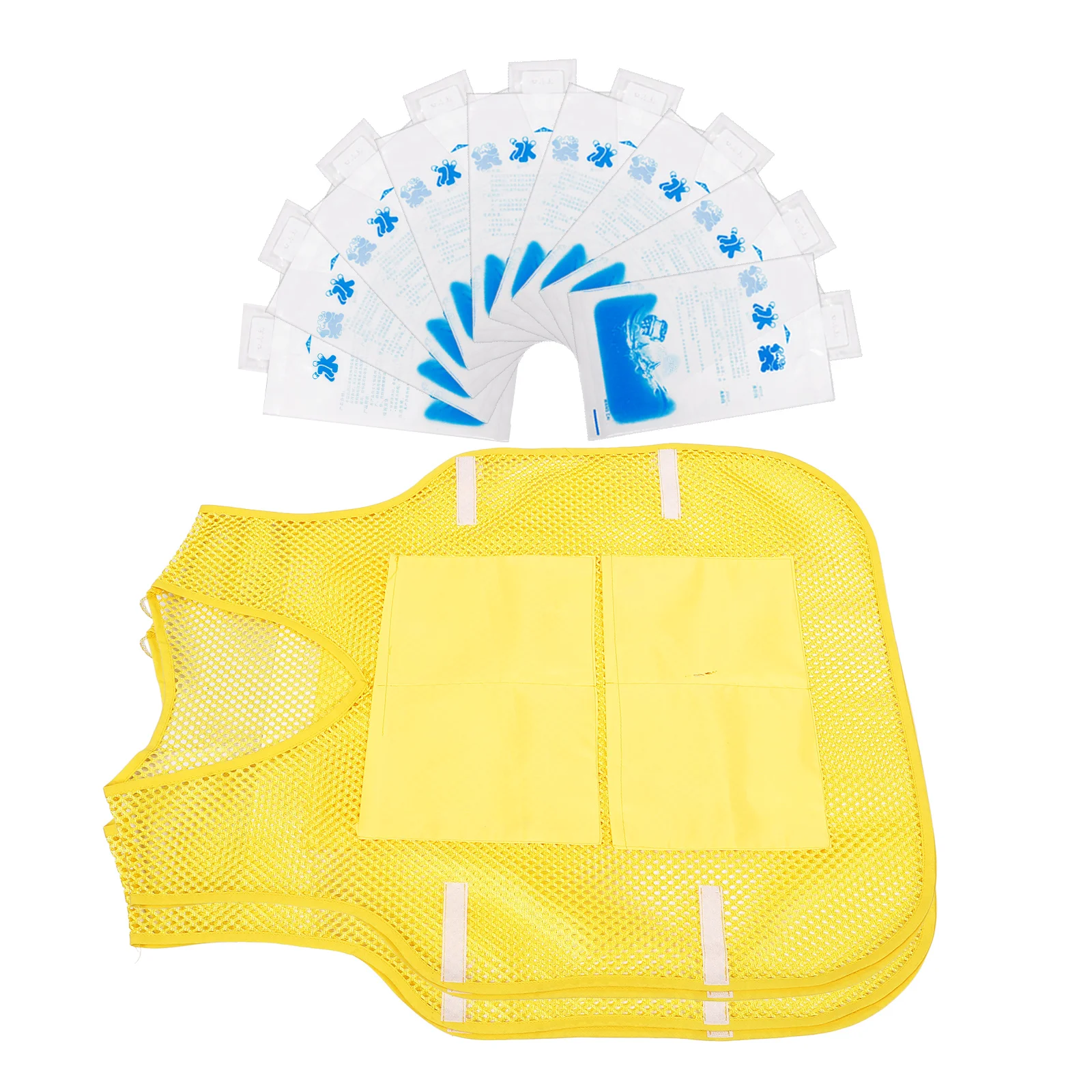

1 set Cooling Vest For Summer Outdoor Work Reusable Ice Pocket Lightweight Durable Polyester Sanitation Construction Worker Mesh