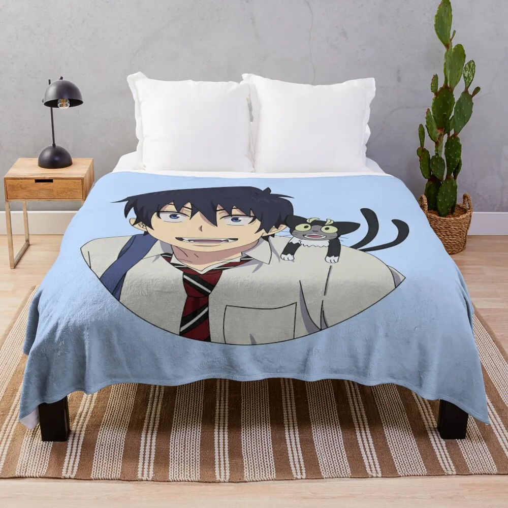 Blue Exorcist - Rin Okumura and Kuro Throw Blanket Luxury Brand Warm Beach Hair Blankets