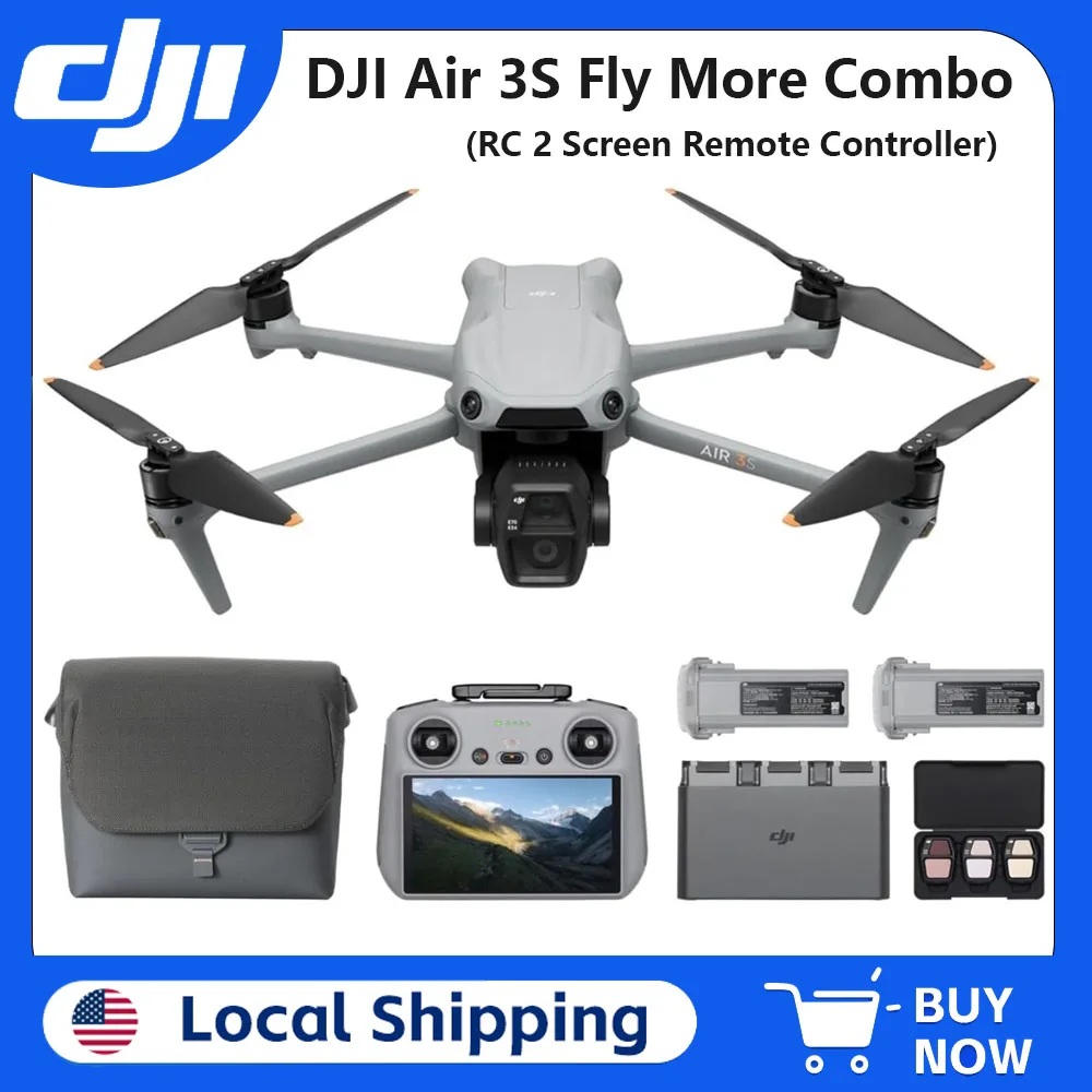 Open Box-DJI Air 3S Fly More Combo Drone with 1" CMOS Wide-Angle & Medium Tele Camera for Adults, 4K/60fps, Omnidirectional Sensing & 3 Batteries for Extended Flight Time