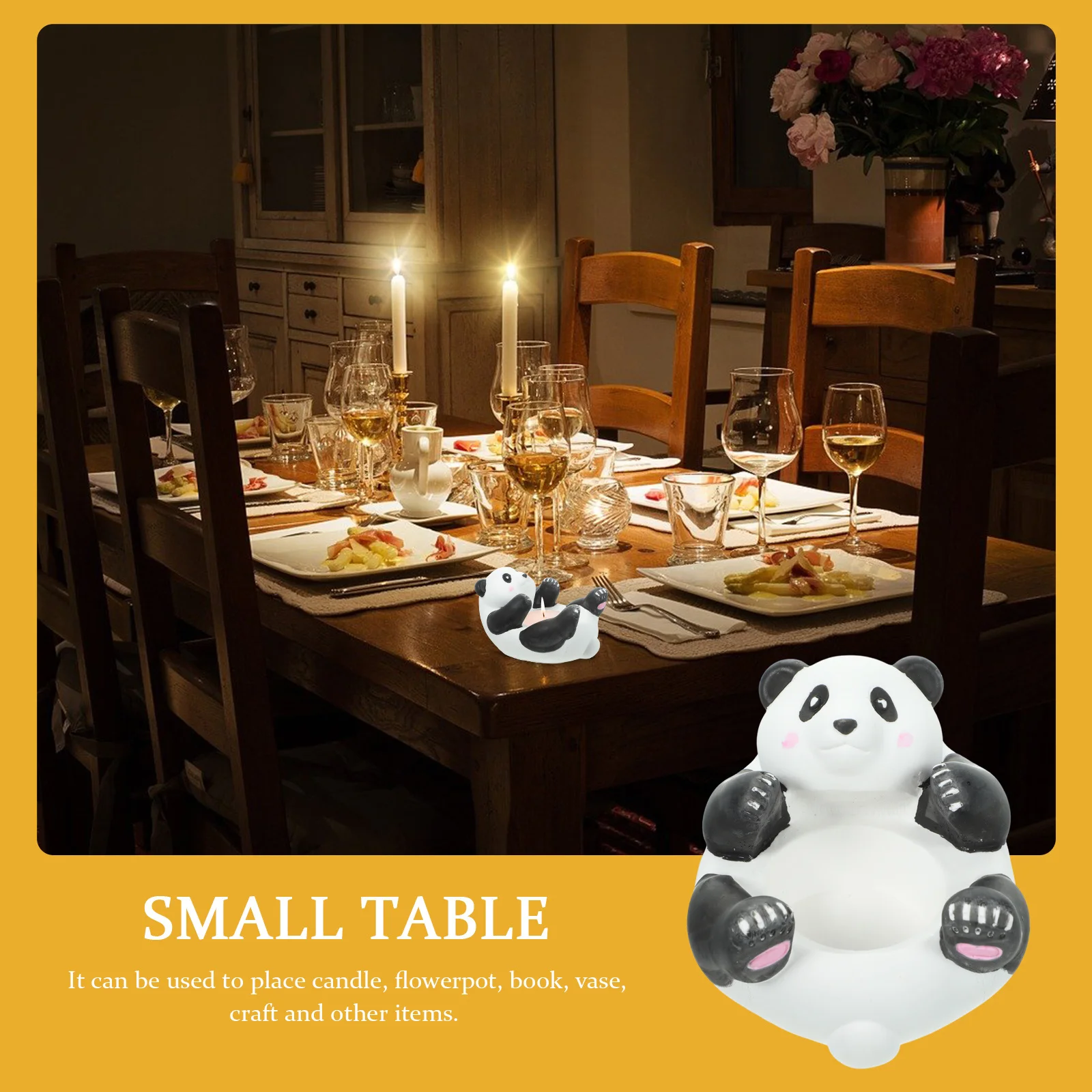 

Household Panda Holder Gypsum Cartoon Stand Decorative Tabletop Candlestick Tea Light Stand