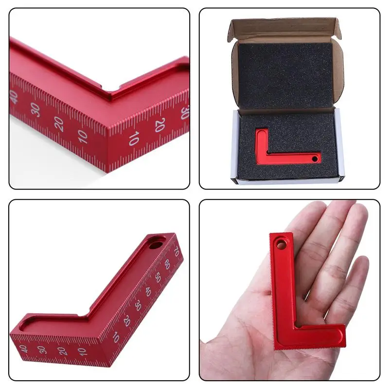 90 Degree Ruler L-Shaped Angle Square With Clear Scale Aluminum Alloy 90 Degree Square Layout Tool Angle Measuring Woodworking