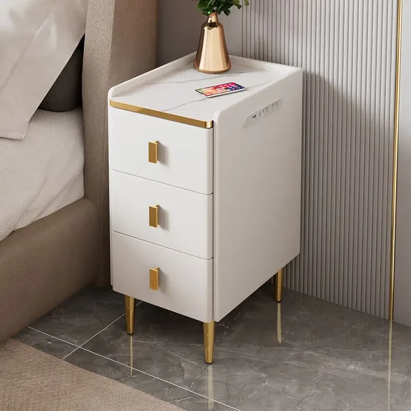 Bedside cabinet, solid wood, light luxury, bedside cabinet, ultra narrow storage multi-layer storage cabinet